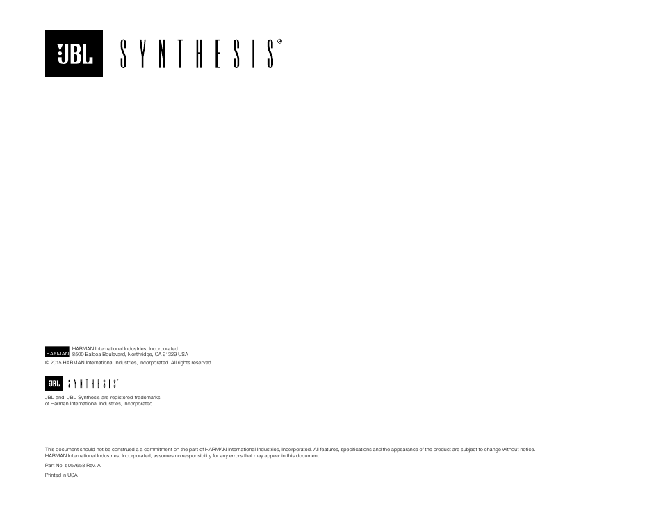 JBL Synthesis SDEC-3500 User Manual | Page 7 / 7