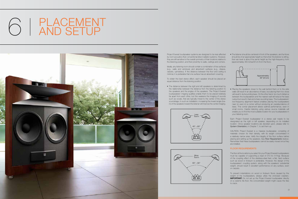 Placement and setup | JBL Synthesis Everest DD67000 User Manual | Page 16 / 26