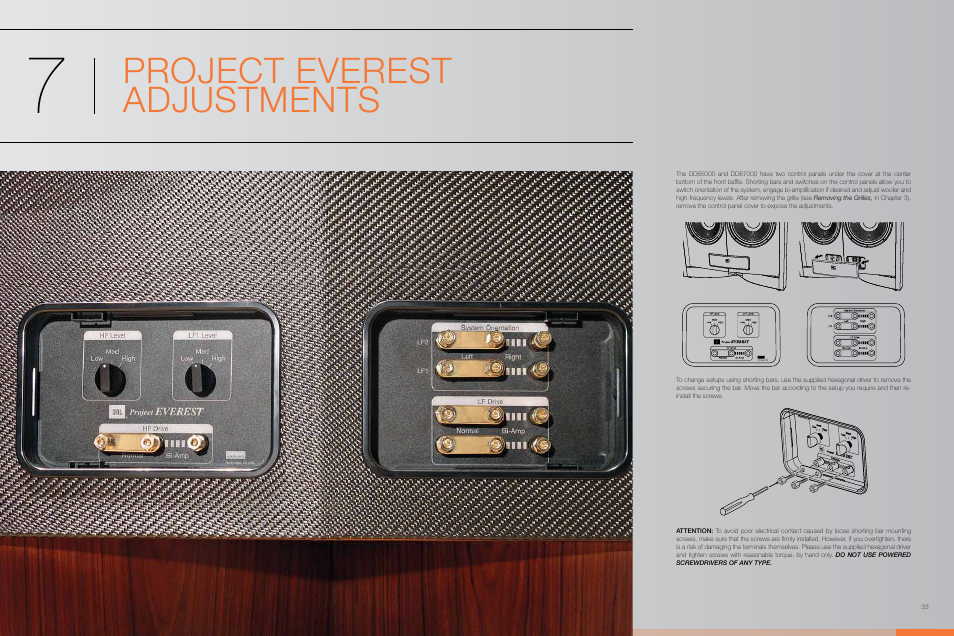 Project everest adjustments | JBL Synthesis Everest DD67000 User Manual | Page 17 / 26