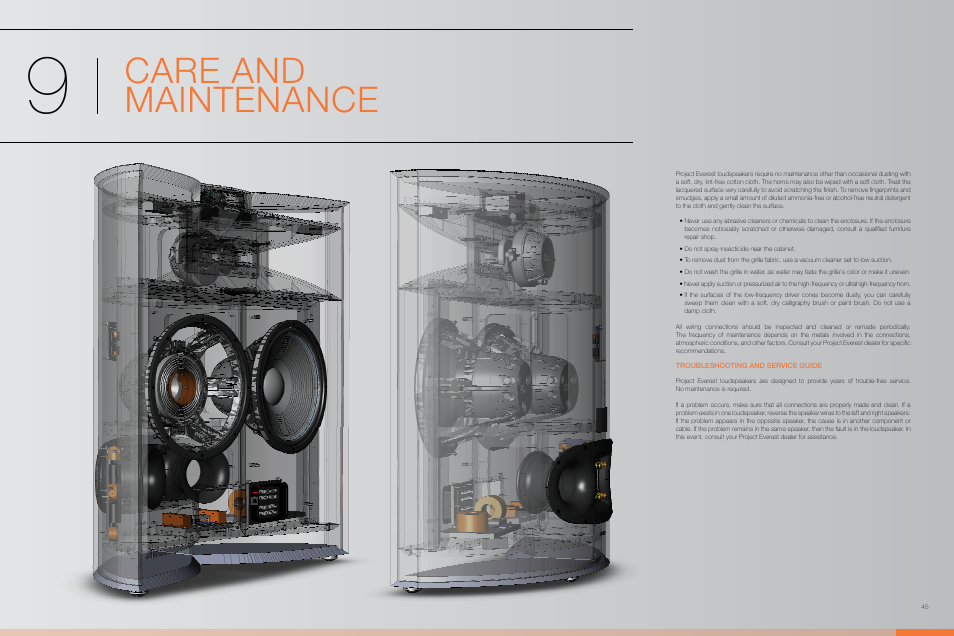 Care and maintenance | JBL Synthesis Everest DD67000 User Manual | Page 23 / 26