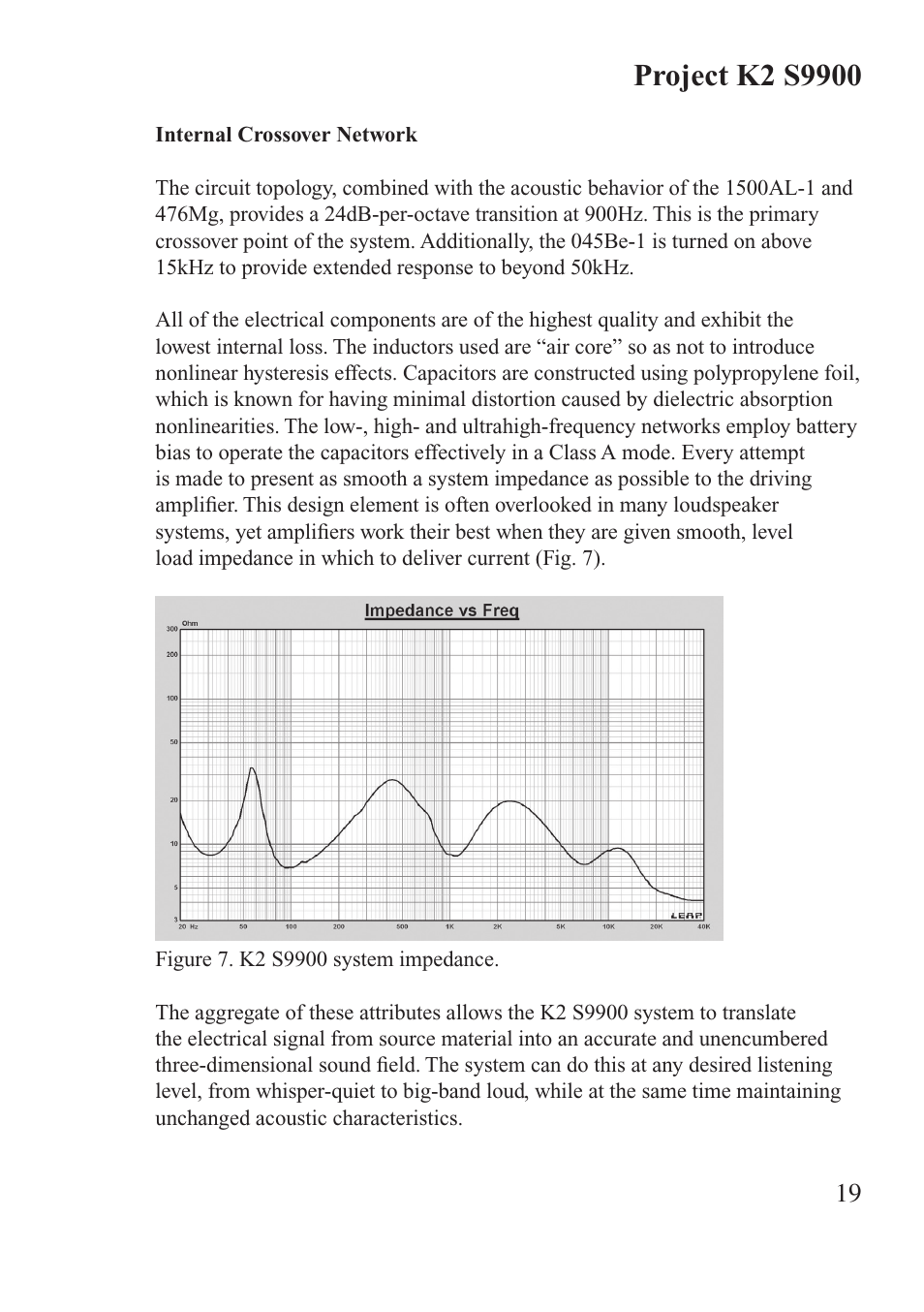 JBL Synthesis K2 S9900 User Manual | Page 19 / 42