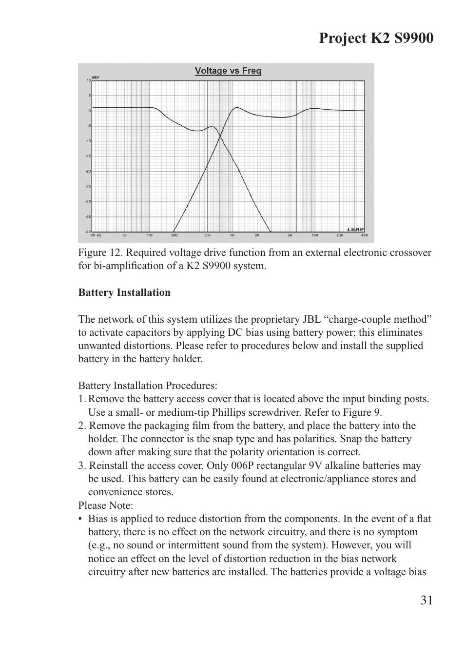 JBL Synthesis K2 S9900 User Manual | Page 31 / 42