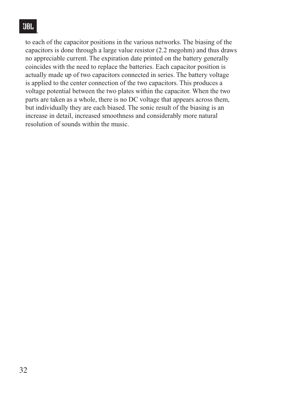 JBL Synthesis K2 S9900 User Manual | Page 32 / 42