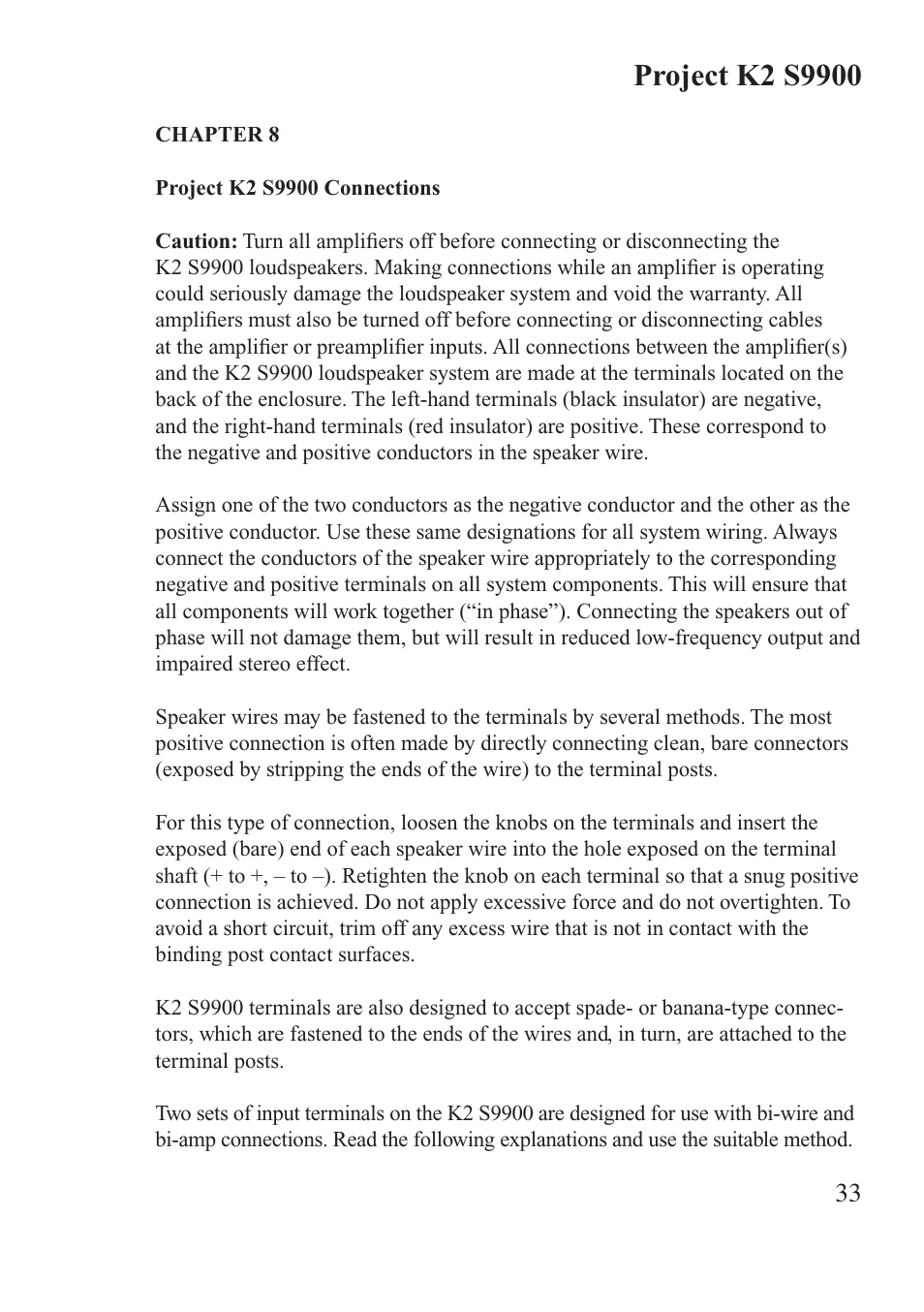 JBL Synthesis K2 S9900 User Manual | Page 33 / 42