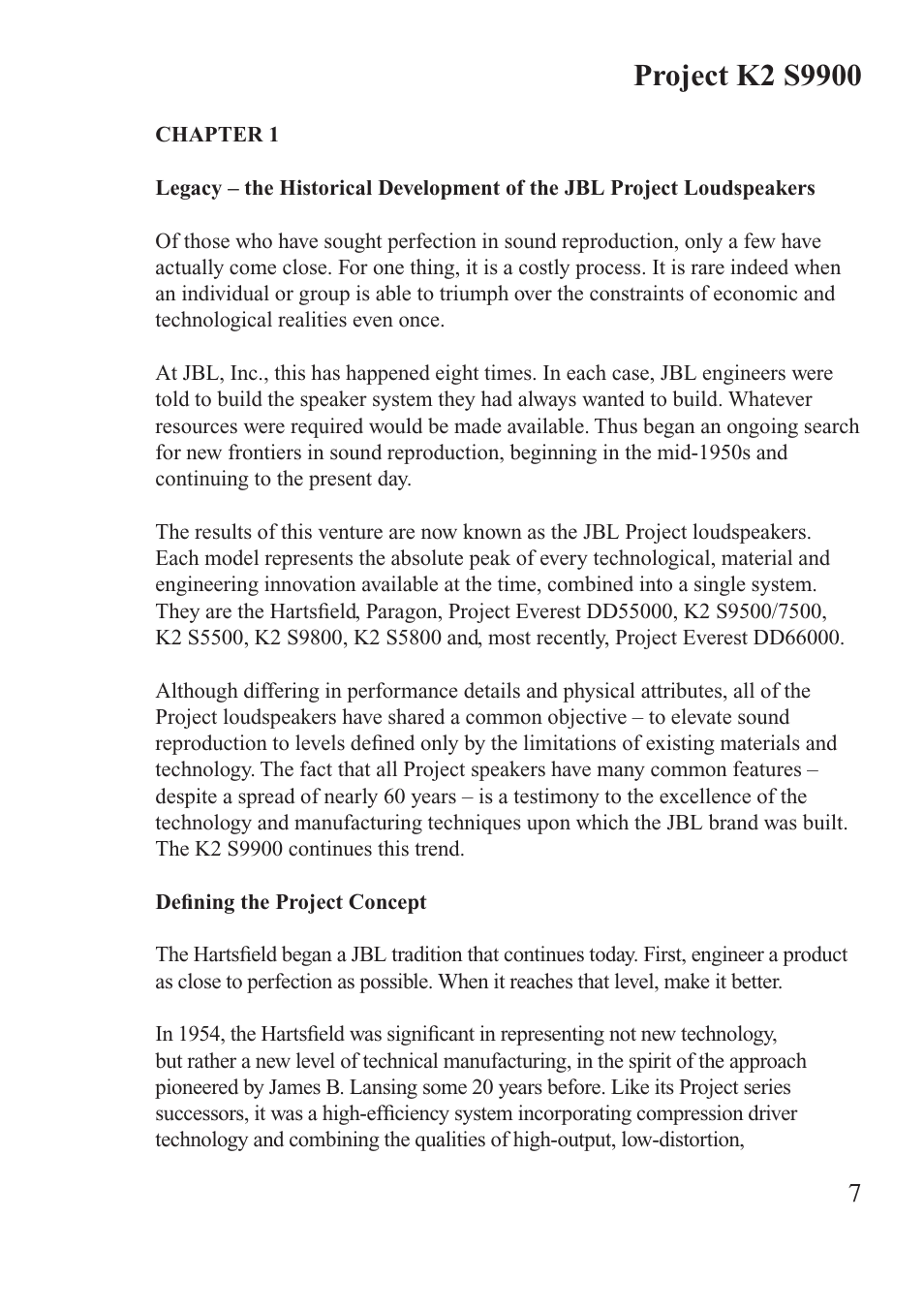 JBL Synthesis K2 S9900 User Manual | Page 7 / 42