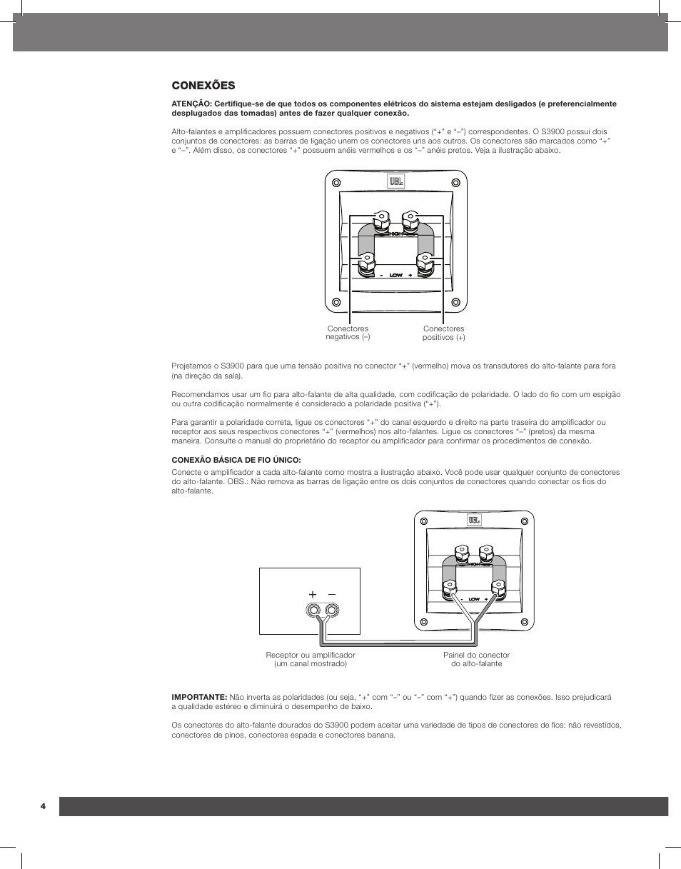 Conexões | JBL Synthesis S3900 User Manual | Page 28 / 72