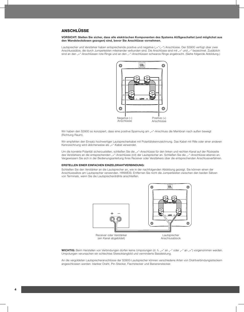 Anschlüsse | JBL Synthesis S3900 User Manual | Page 36 / 72