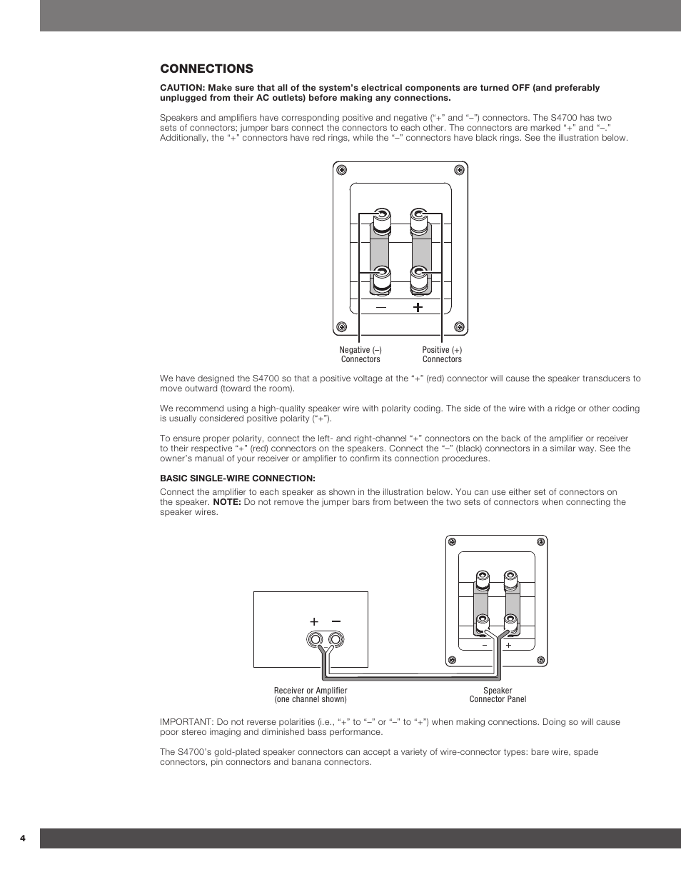 Connections | JBL Synthesis S4700 User Manual | Page 4 / 16