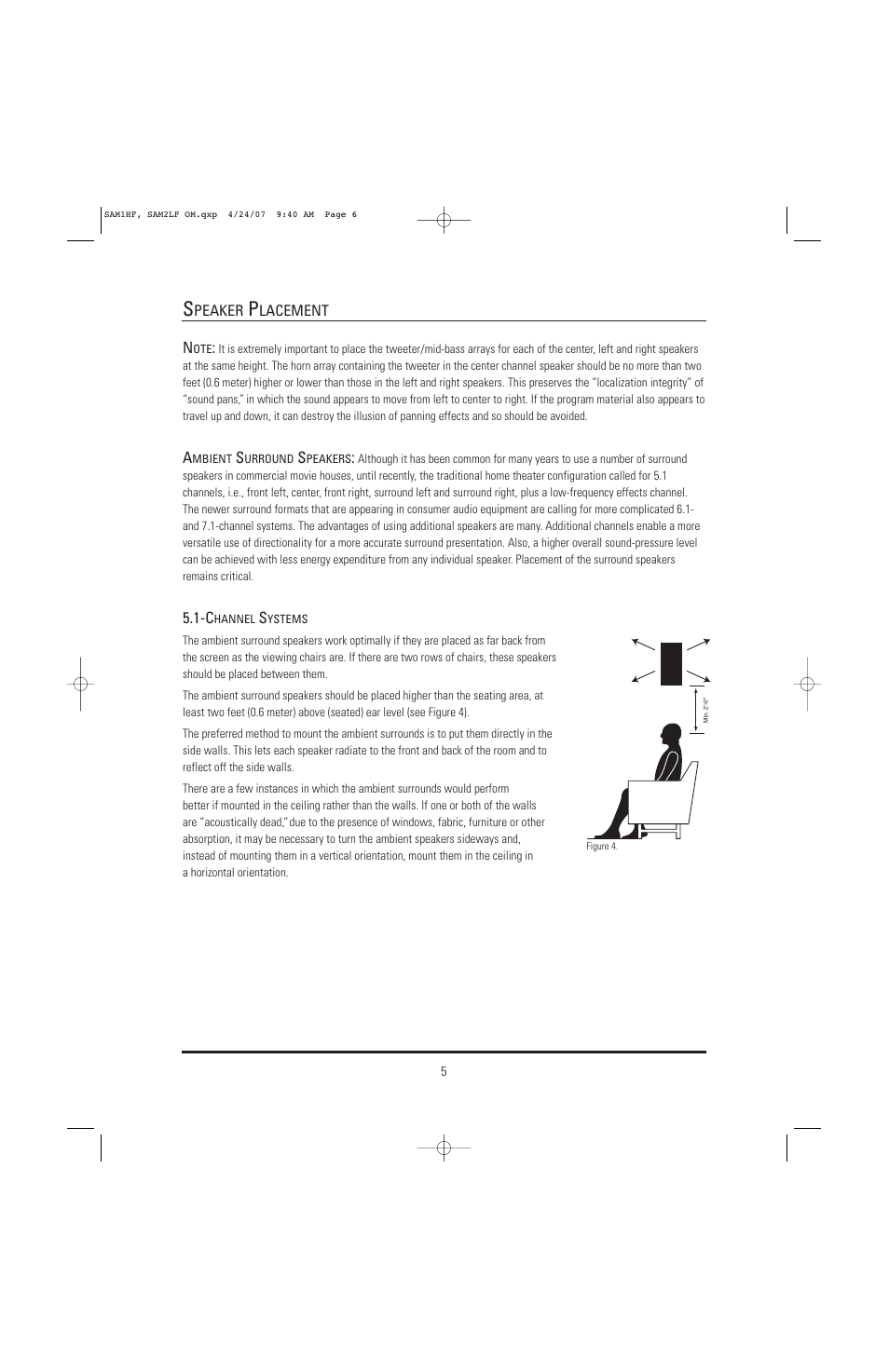 JBL Synthesis SAM1HF User Manual | Page 5 / 16