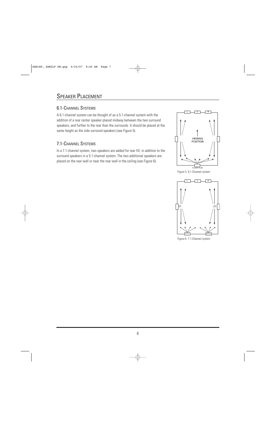 Peaker, Lacement | JBL Synthesis SAM1HF User Manual | Page 6 / 16
