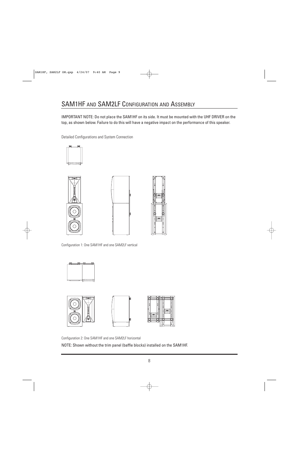 Sam1hf, Sam2lf c | JBL Synthesis SAM1HF User Manual | Page 8 / 16