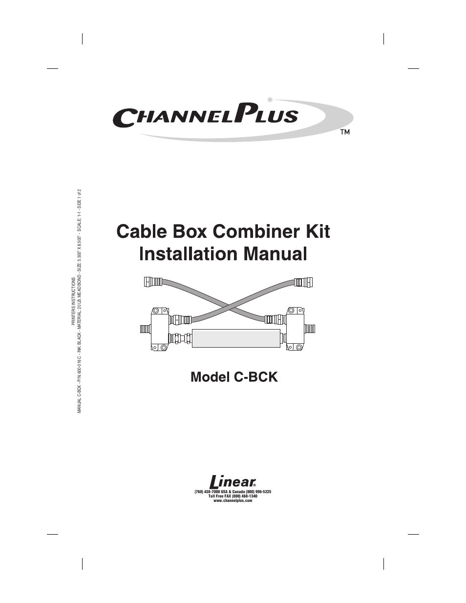 Channel Plus CHANNELPLUS C-BCK User Manual | 2 pages