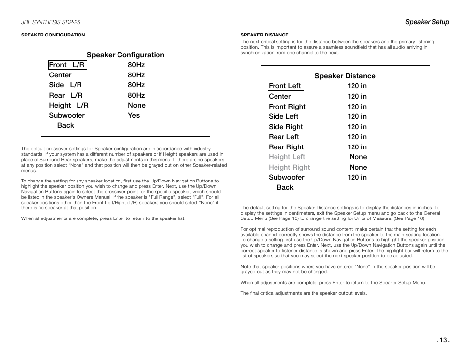 JBL Synthesis SDP-25 User Manual | Page 13 / 20