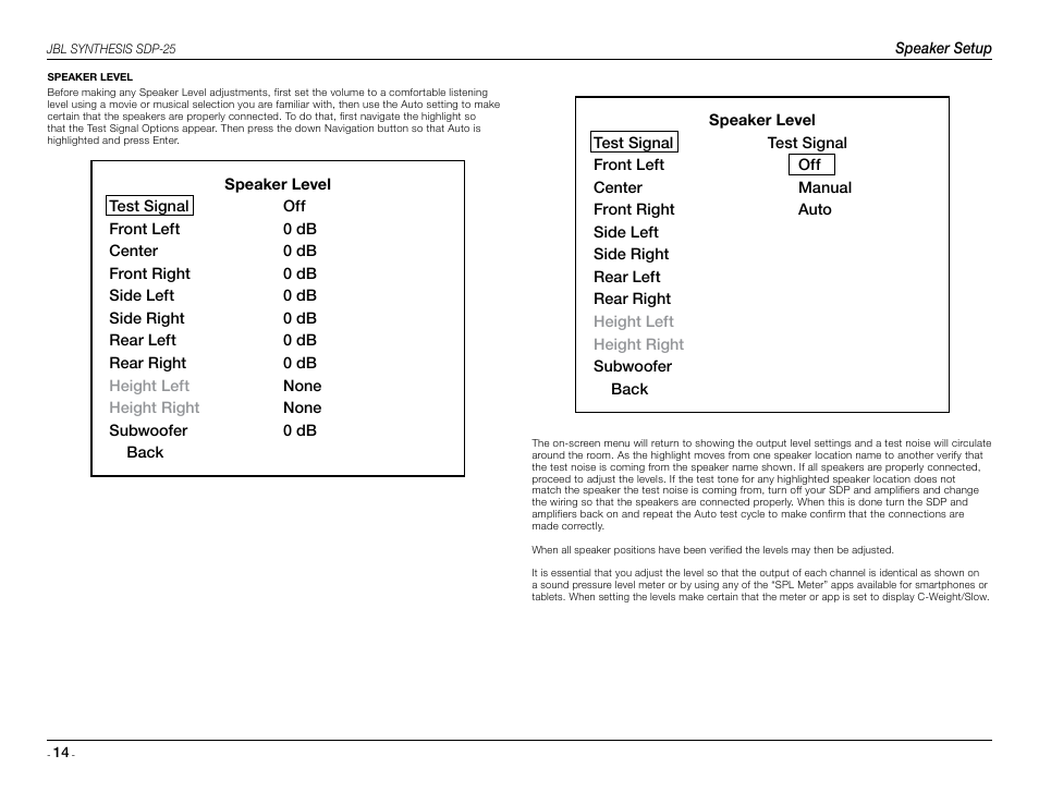 JBL Synthesis SDP-25 User Manual | Page 14 / 20