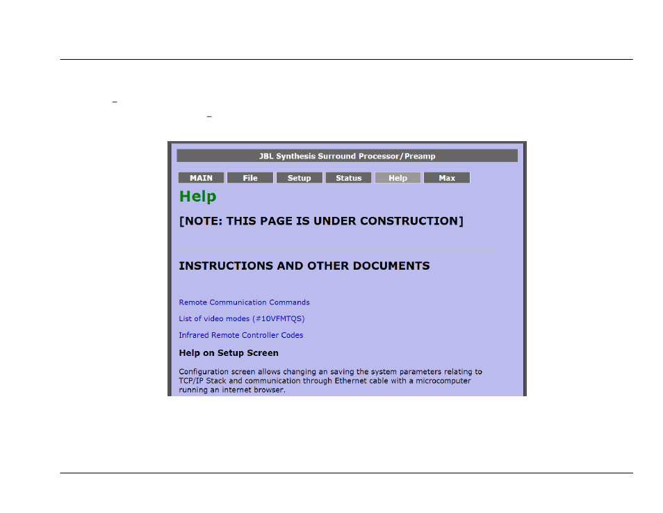 Help | JBL Synthesis SDP-45 4K User Manual | Page 57 / 64