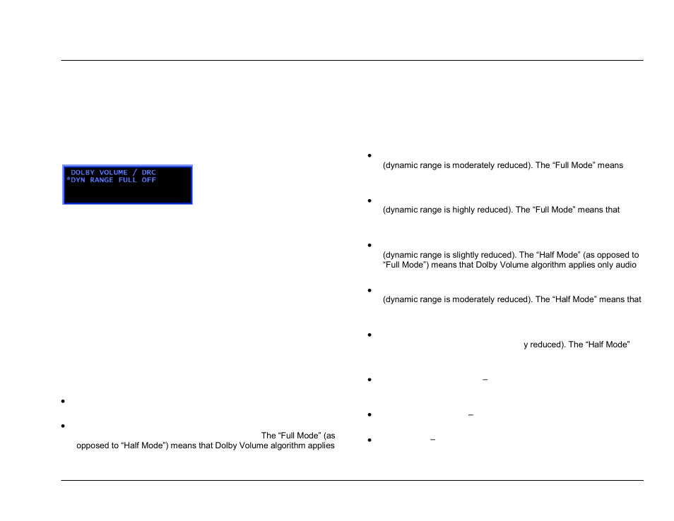 Dolby, Volume/drc, Bringing | Volume, Screen, Dolby volume modes, Dolby volume/drc, Dolby volume | JBL Synthesis SDP-45 4K User Manual | Page 59 / 64