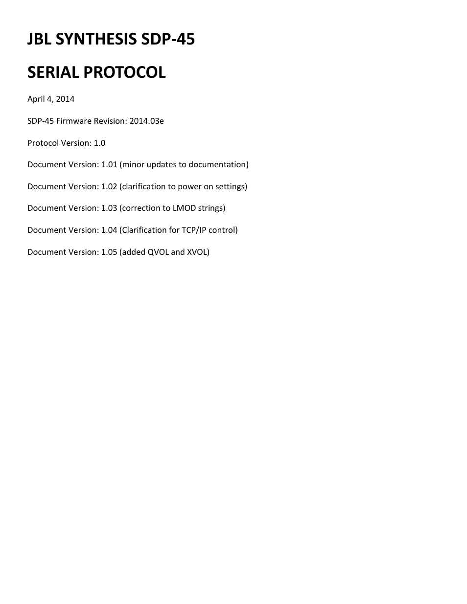 JBL Synthesis SDP-45 4K User Manual | 17 pages