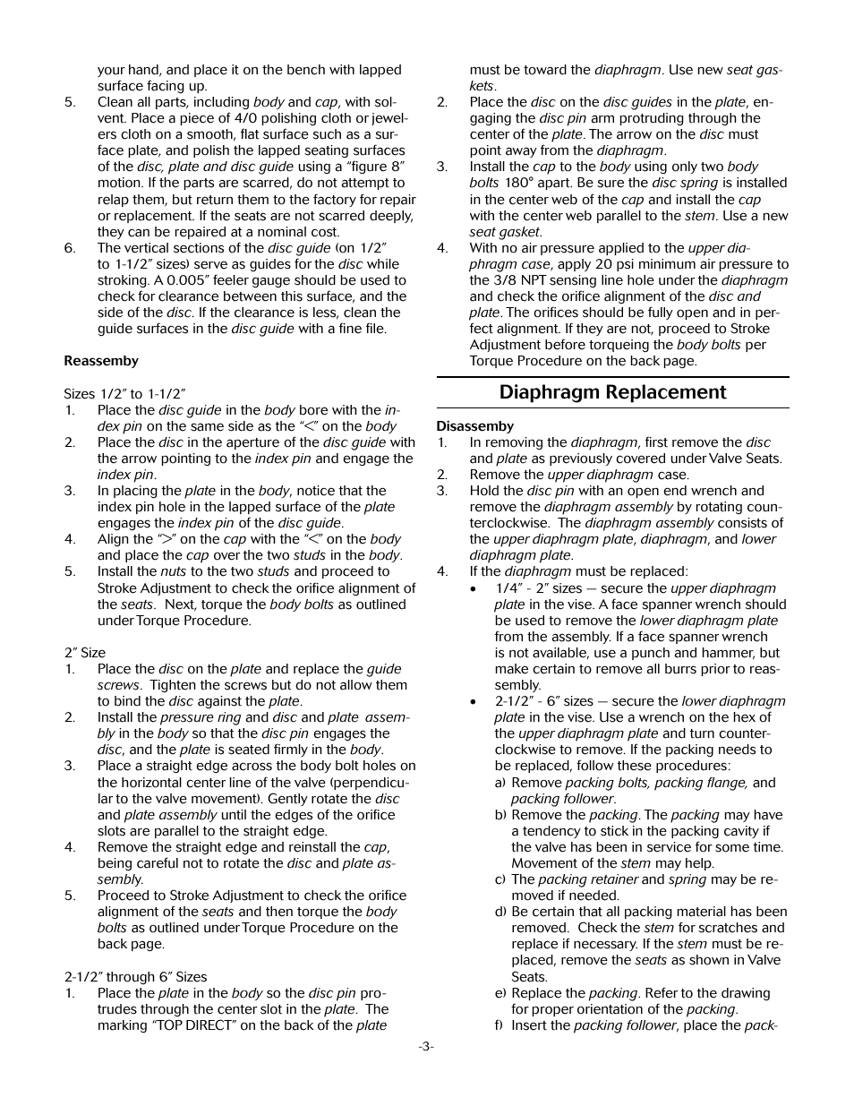 Diaphragm replacement | Jordan Valve Mark 56 Series – Air Loaded Back Pressure Regulator User Manual | Page 3 / 5