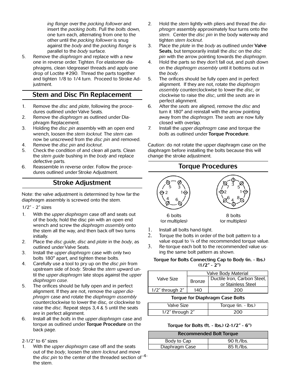 Stem and disc pin replacement, Stroke adjustment, Torque procedures | Jordan Valve Mark 56 Series – Air Loaded Back Pressure Regulator User Manual | Page 4 / 5