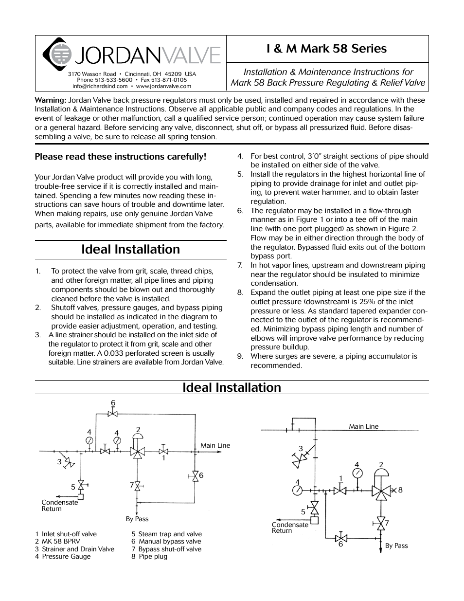 Jordan Valve Mark 58 Series – Globe Style Back Pressure Regulator User Manual | 4 pages