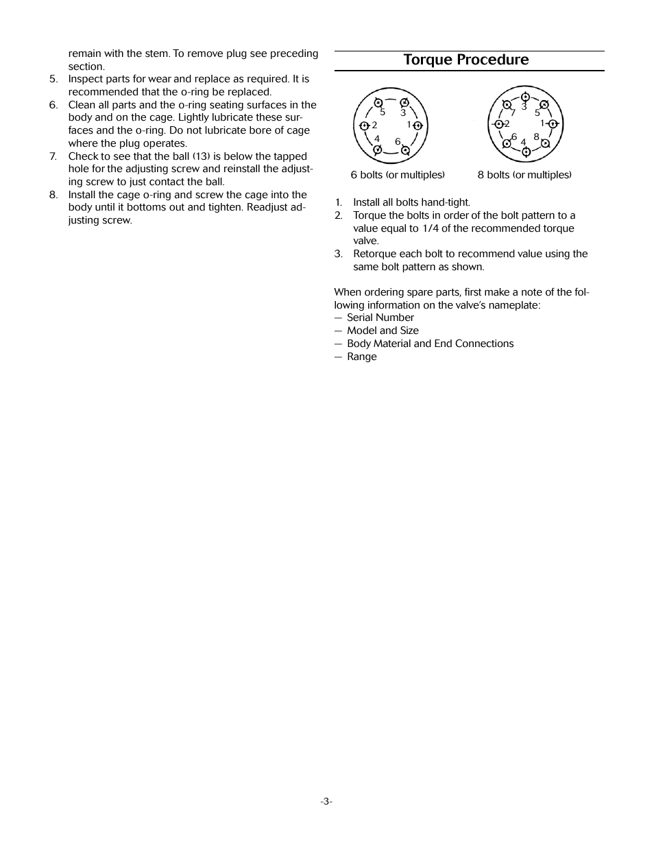 Torque procedure | Jordan Valve Mark 58 Series – Globe Style Back Pressure Regulator User Manual | Page 3 / 4