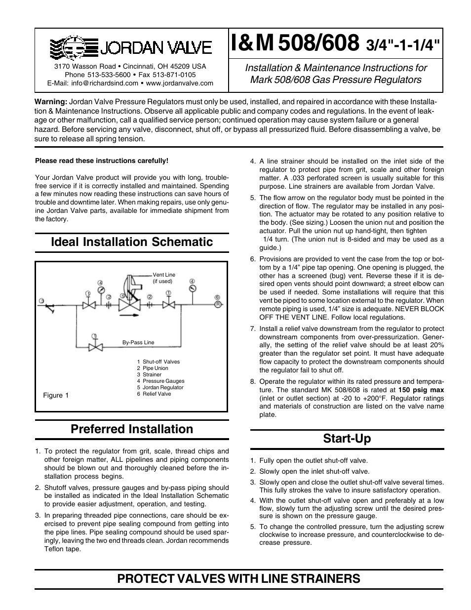 Jordan Valve Mark 508 Series – Tank Blanketing Valve User Manual | 4 pages