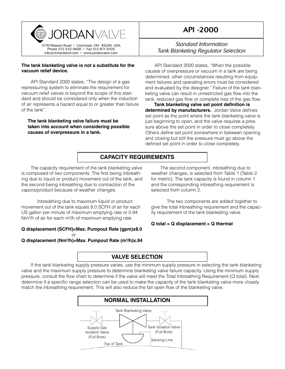 Api -2000 | Jordan Valve Mark 508 Series – Tank Blanketing Valve User Manual | Page 4 / 17