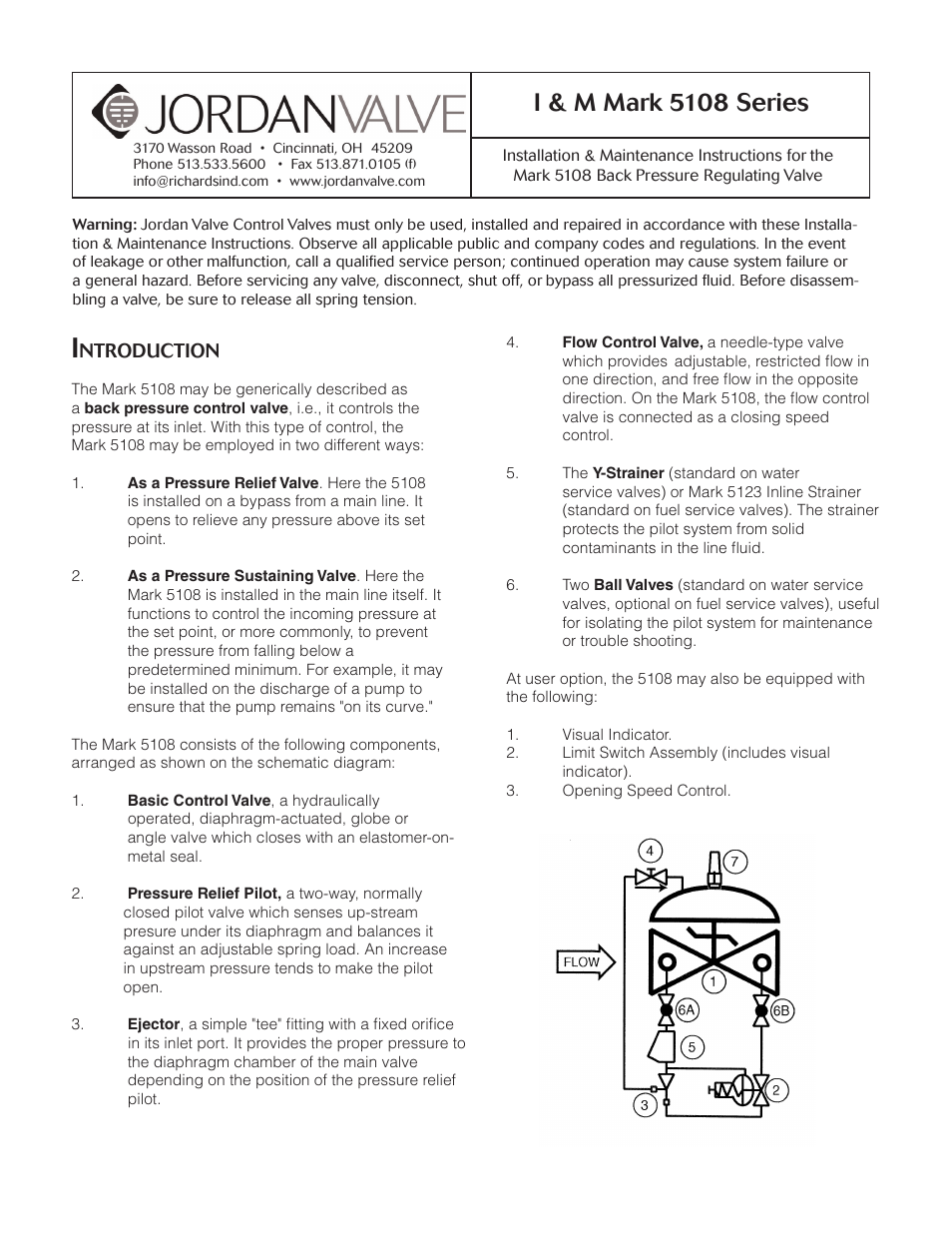 Jordan Valve Mark 5108 Series Back Pressure Regulator User Manual | 4 pages