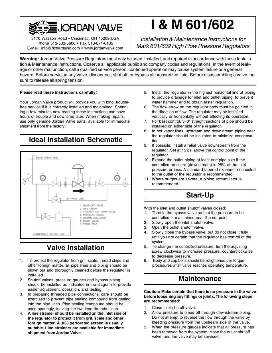 Jordan Valve Mark 60 Series - Sliding Gate Pressure Regulator User Manual | 4 pages