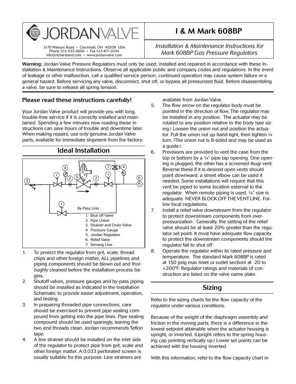 Jordan Valve Mark 608BP - Balanced Plug Regulator User Manual | 5 pages