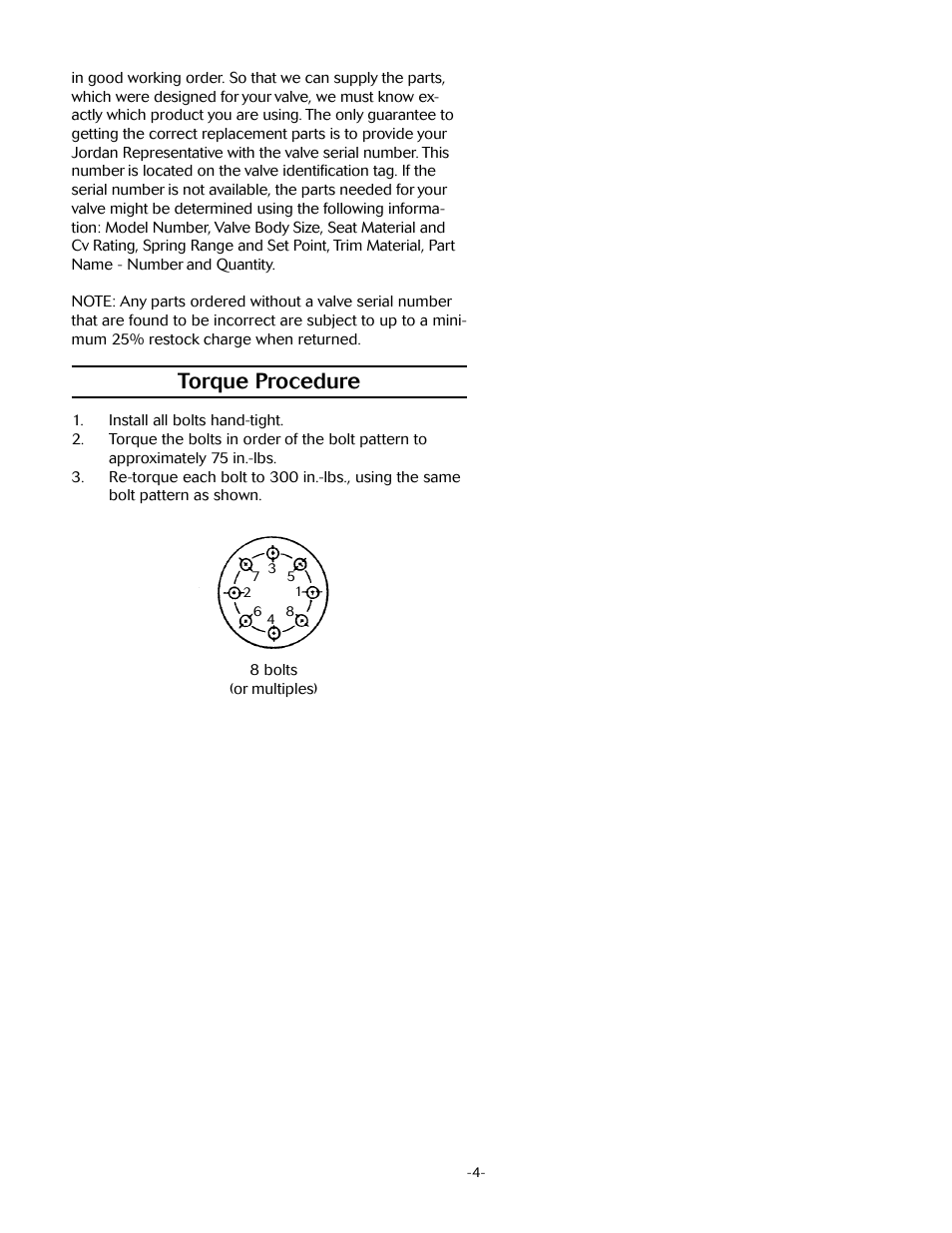 Torque procedure | Jordan Valve Mark 608BP - Balanced Plug Regulator User Manual | Page 4 / 5