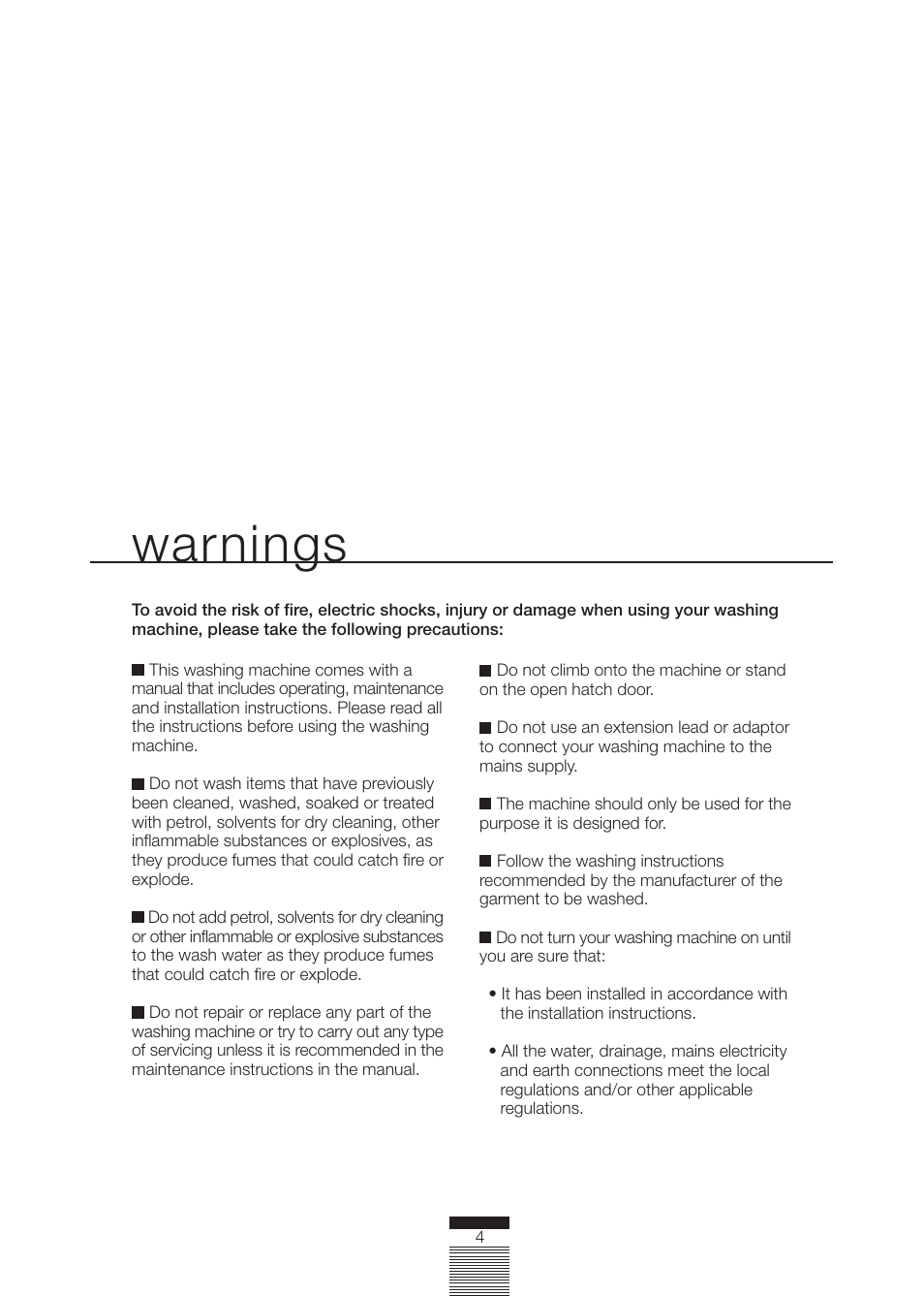 Warnings | CDA CI230 User Manual | Page 4 / 28