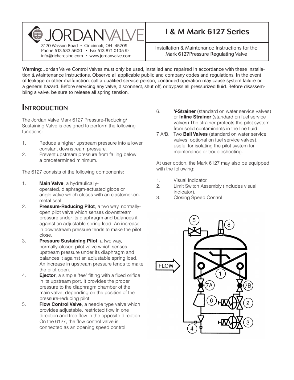 Jordan Valve Mark 6127 Series Pressure Reducing Valves User Manual | 4 pages