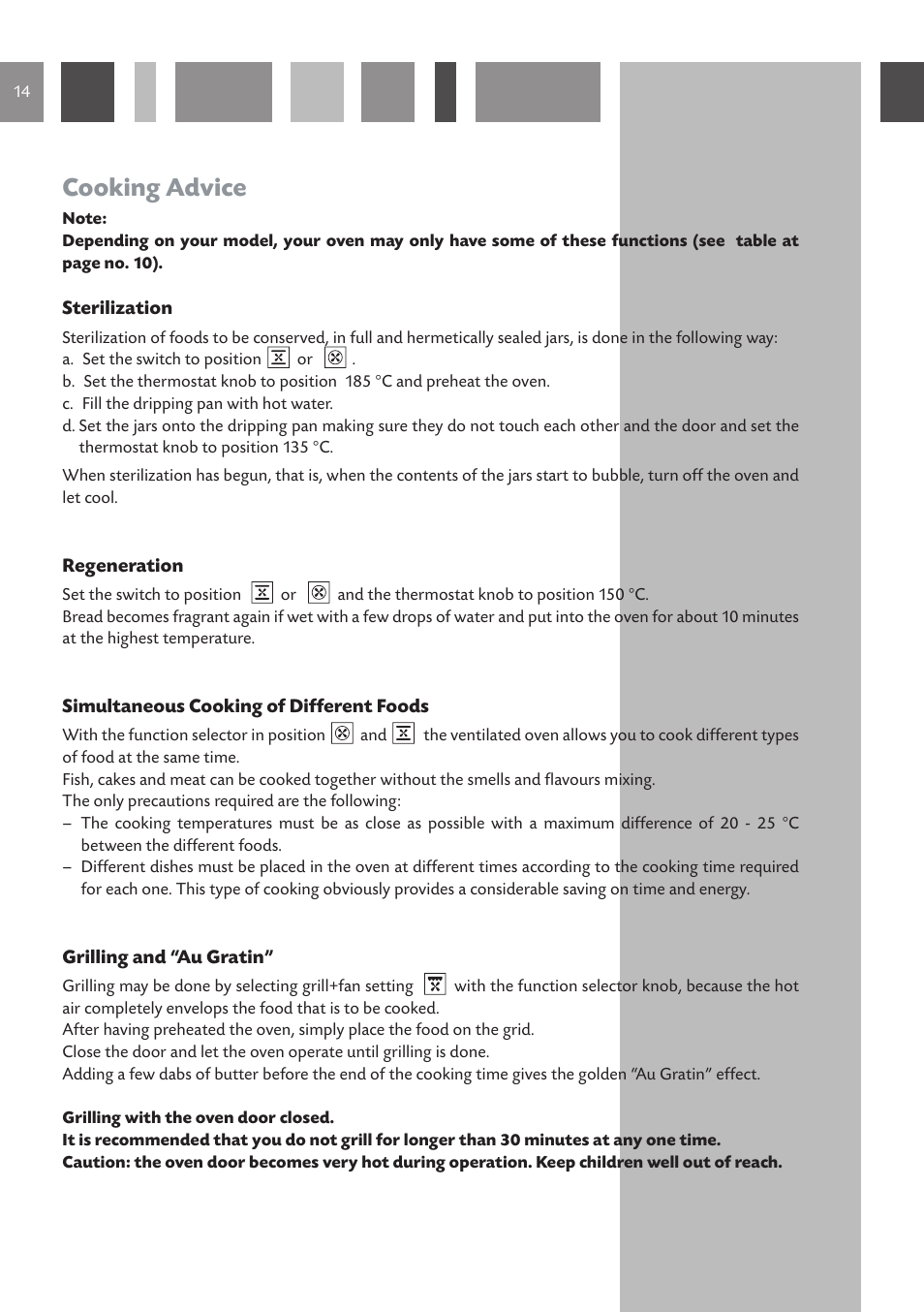 Cooking advice | CDA SC610 User Manual | Page 14 / 48