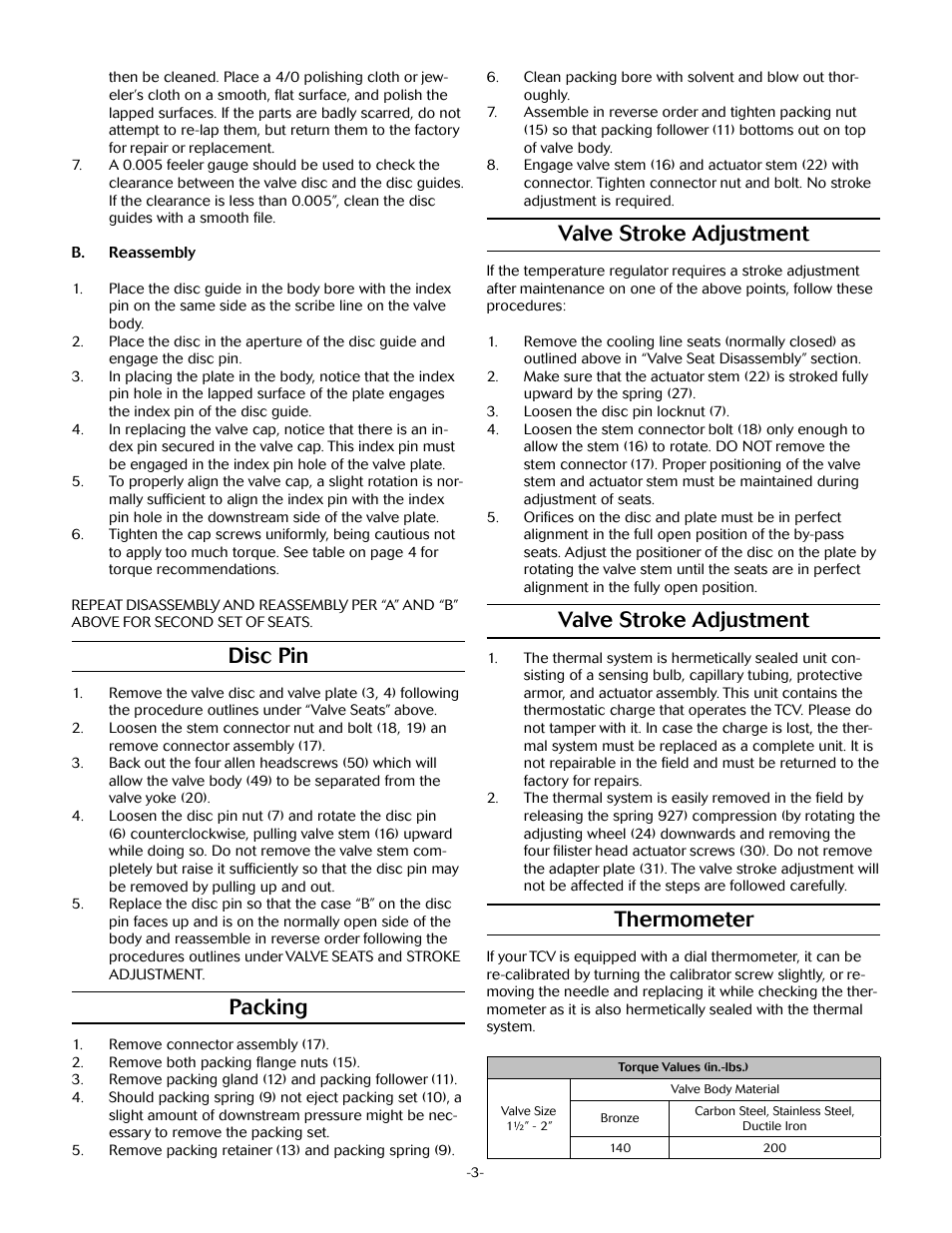 Disc pin, Packing, Valve stroke adjustment | Thermometer | Jordan Valve Mark 89 Series- Three-Way Temperature Regulator User Manual | Page 3 / 4