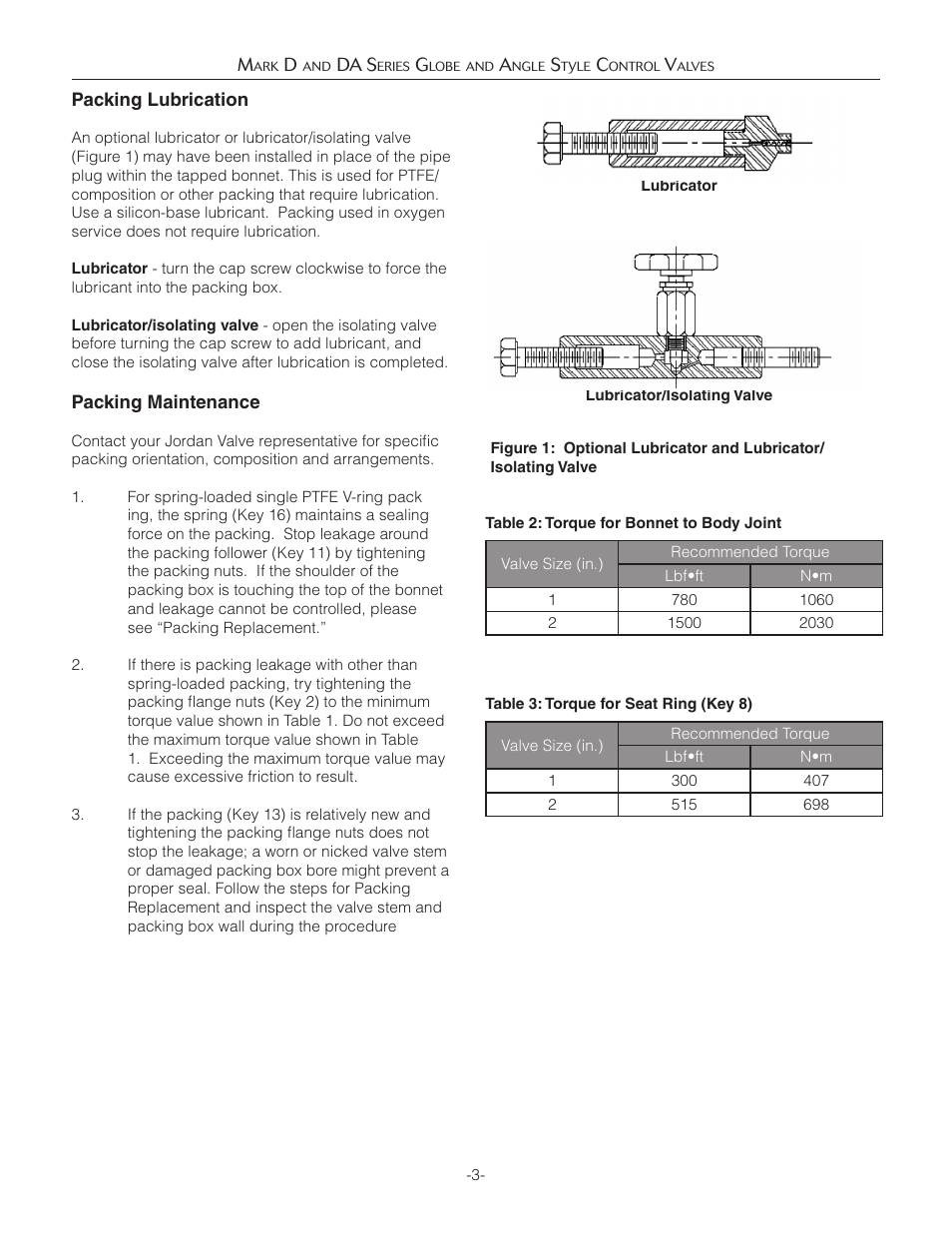 Jordan Valve Mark D & DA Series Globe & Angle Control Valve User Manual | Page 3 / 10