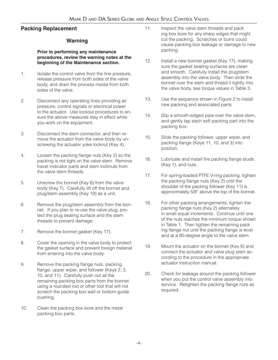 Jordan Valve Mark D & DA Series Globe & Angle Control Valve User Manual | Page 4 / 10