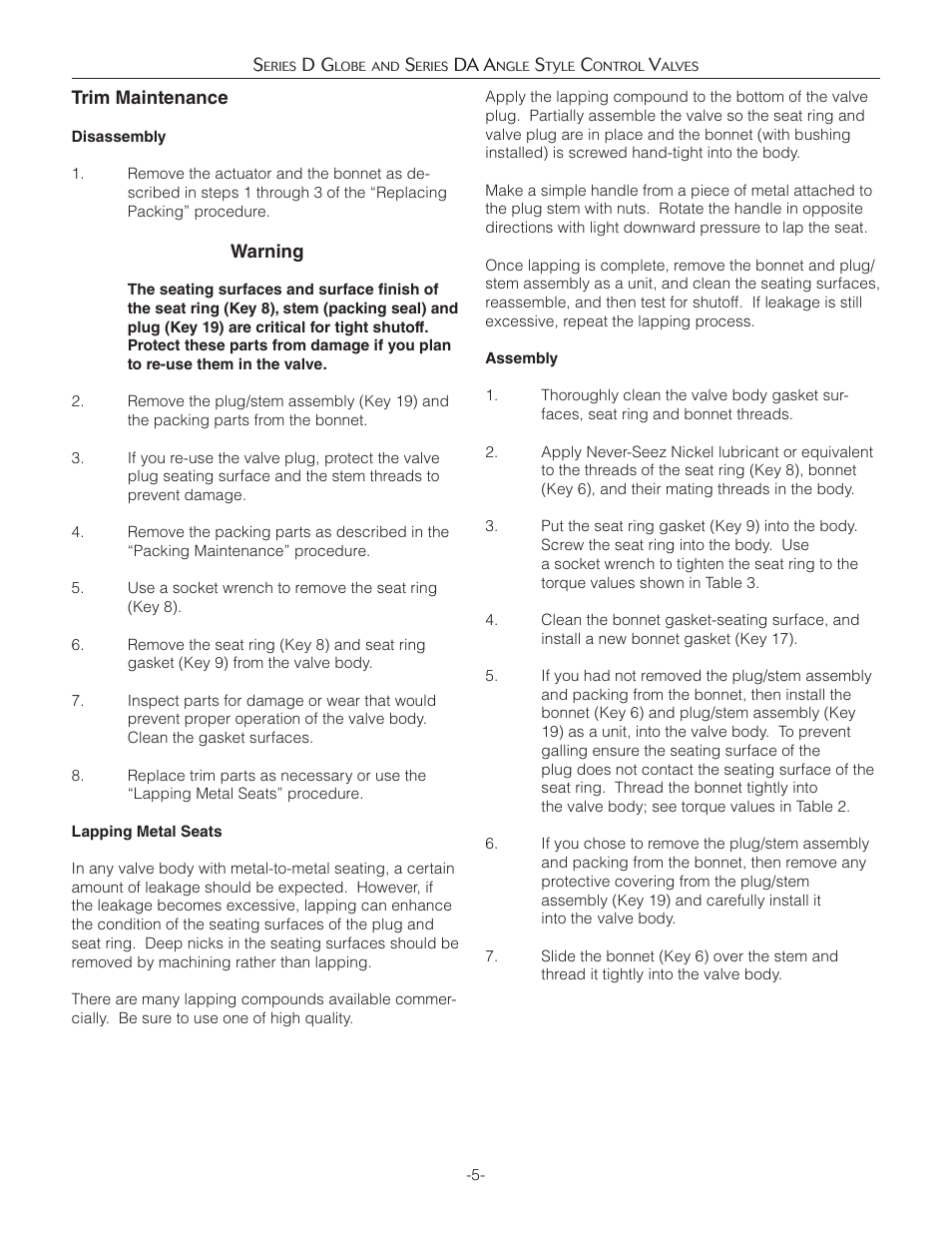 Jordan Valve Mark D & DA Series Globe & Angle Control Valve User Manual | Page 5 / 10