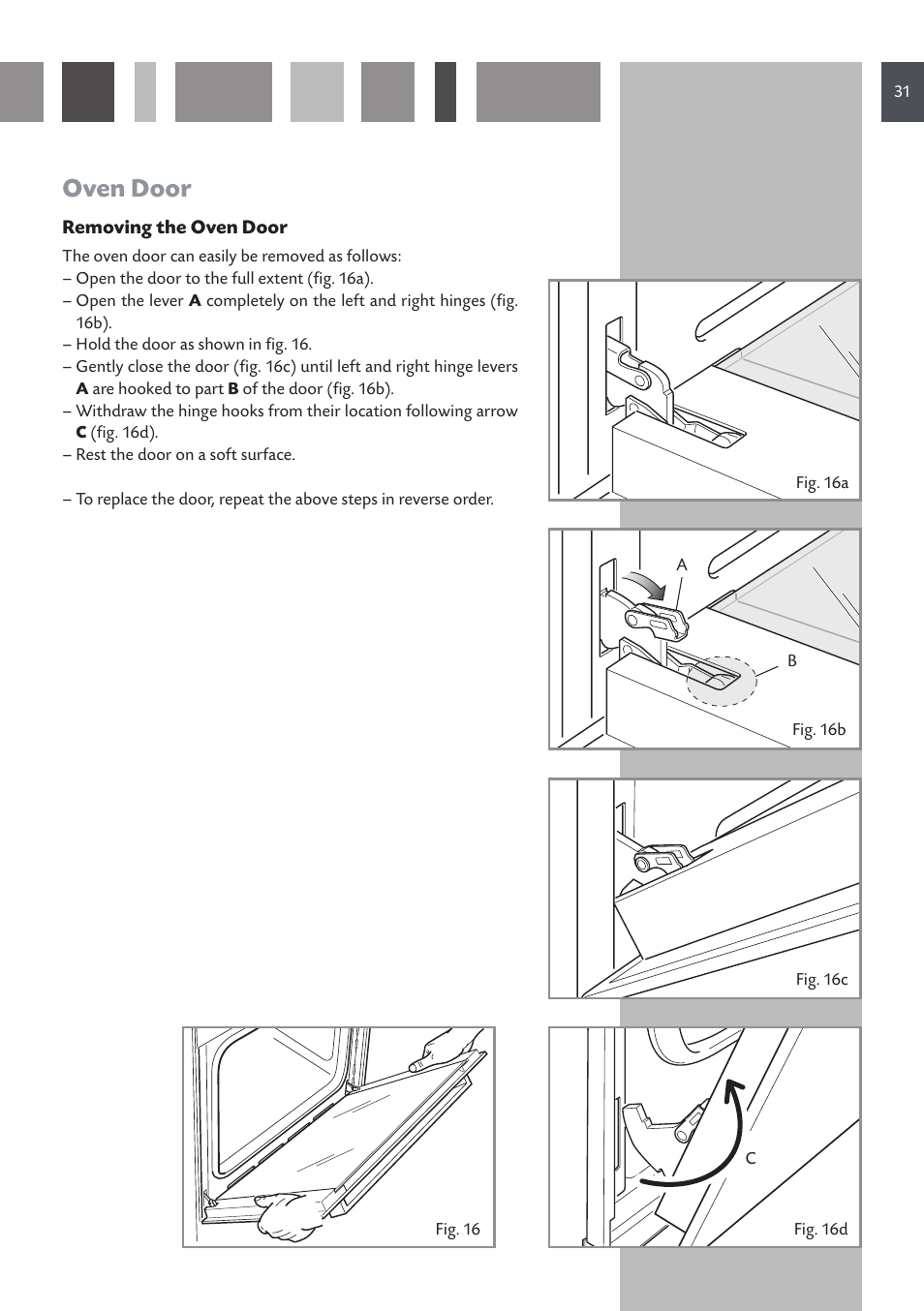 Oven door | CDA 6V6 User Manual | Page 31 / 44