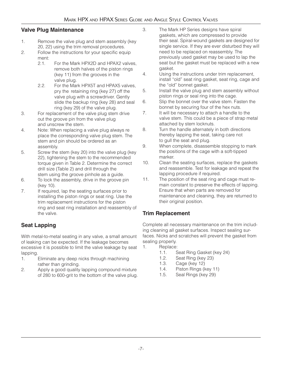 Jordan Valve Mark HPX and HPAX Series Globe & Angle Style Панель управления User Manual | Page 7 / 18