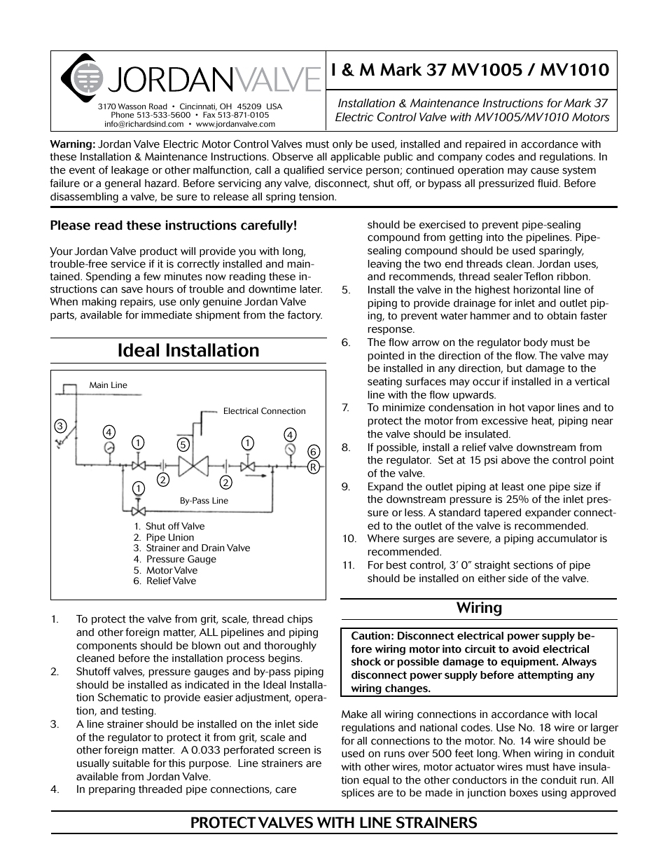 Jordan Valve Mark 37 Series – Motor Operated Control Valve User Manual | 5 pages