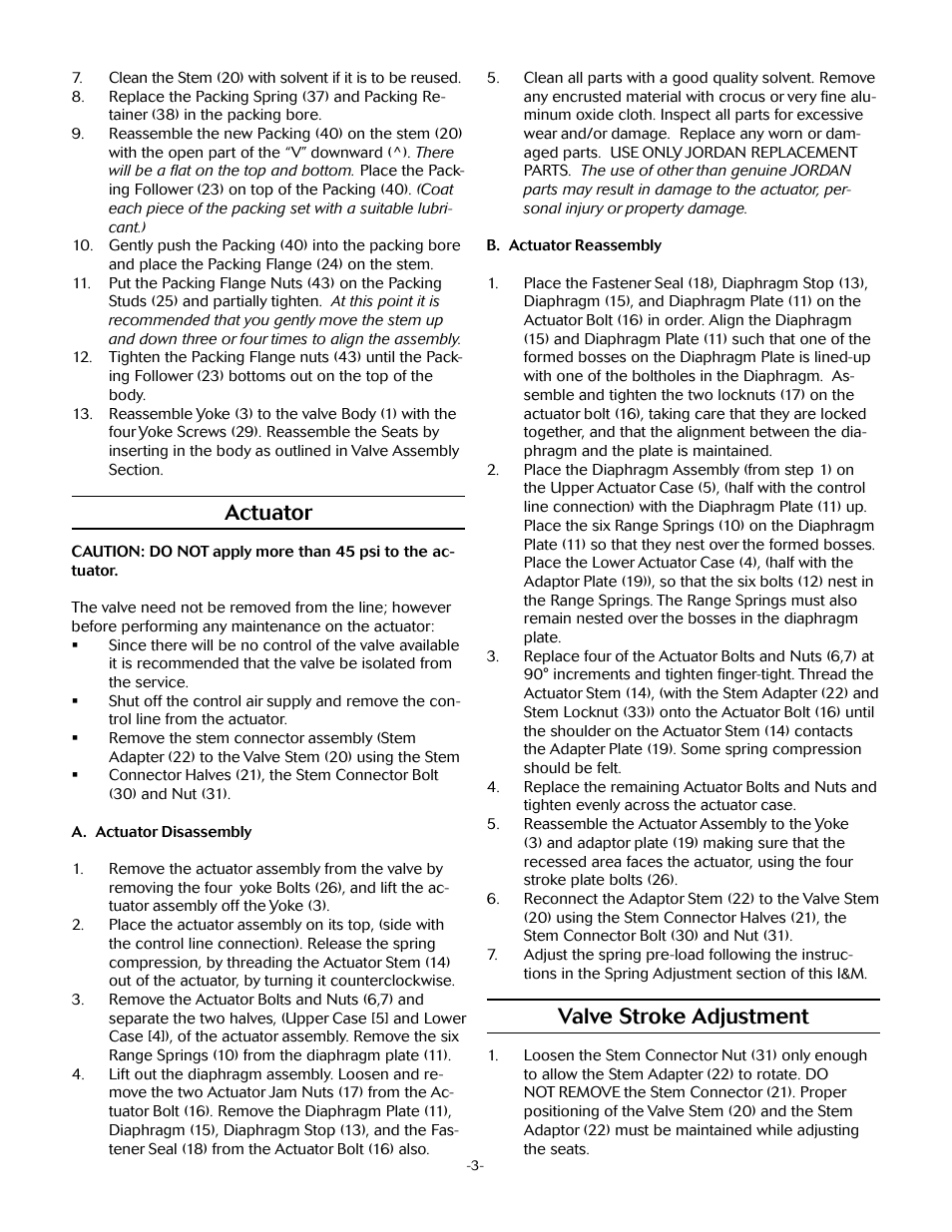 Actuator, Valve stroke adjustment | Jordan Valve Mark 75 Series – Wafer Style Control Valve User Manual | Page 3 / 5