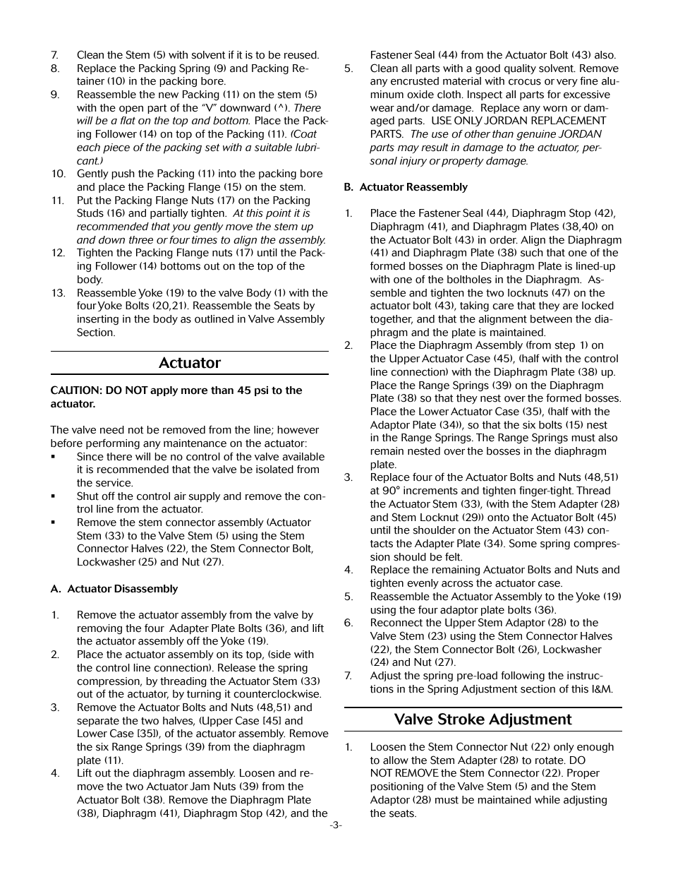 Actuator, Valve stroke adjustment | Jordan Valve Mark 75 Series – Wafer Style Control Valve User Manual | Page 3 / 5