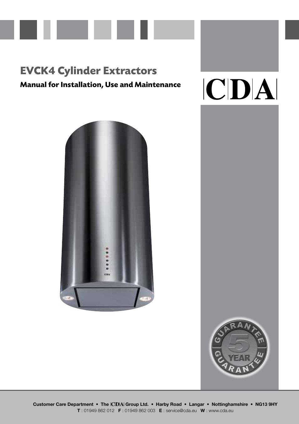 CDA CYLINDER EXTRACTORS EVCK4 User Manual | 12 pages