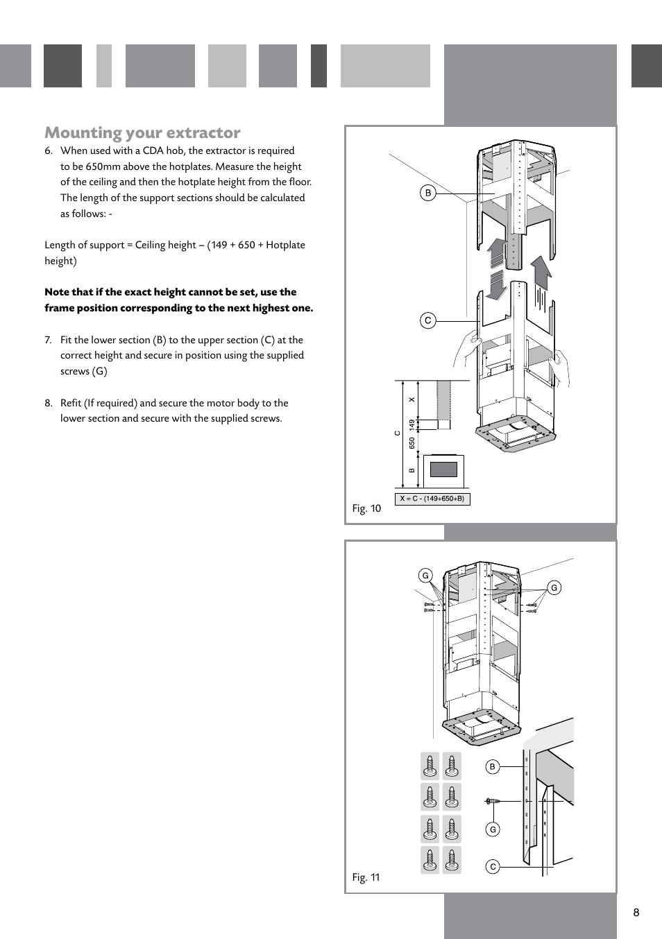 Mounting your extractor | CDA CYLINDER EXTRACTORS EVCK4 User Manual | Page 9 / 12