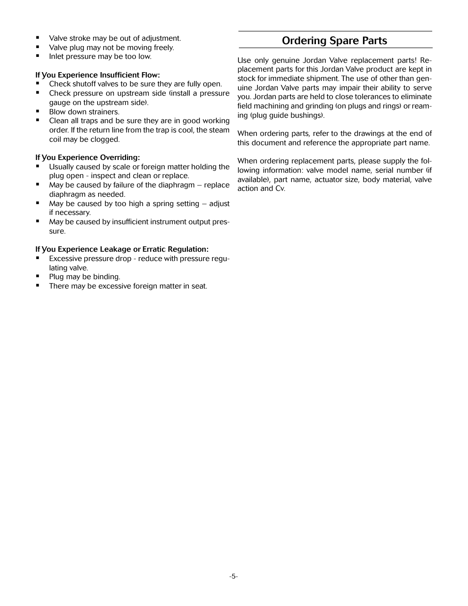 Ordering spare parts | Jordan Valve Mark 78 Series – Globe Style Control Valve User Manual | Page 5 / 7