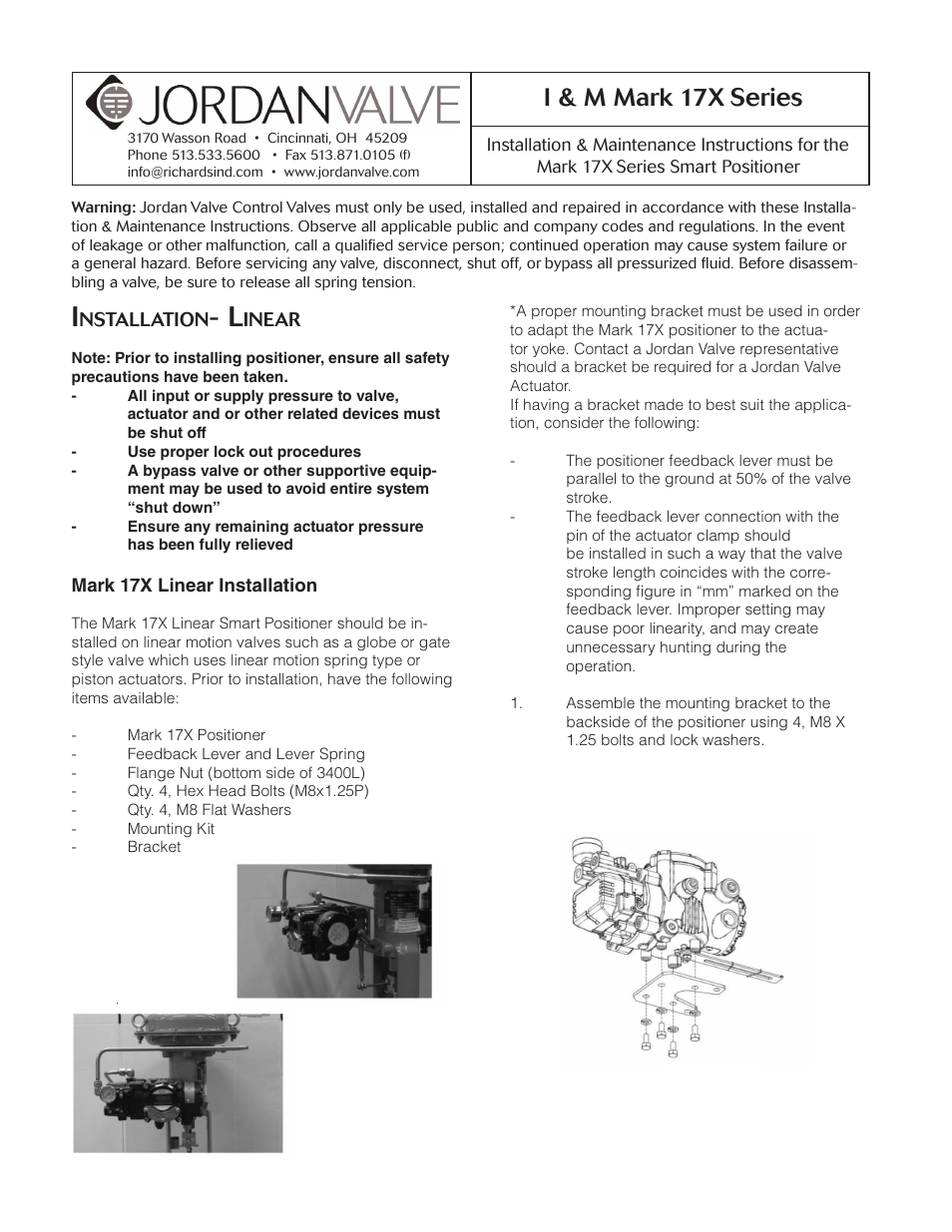 Jordan Valve Mark 17X Series Flameproof Smart Positioner User Manual | 27 pages