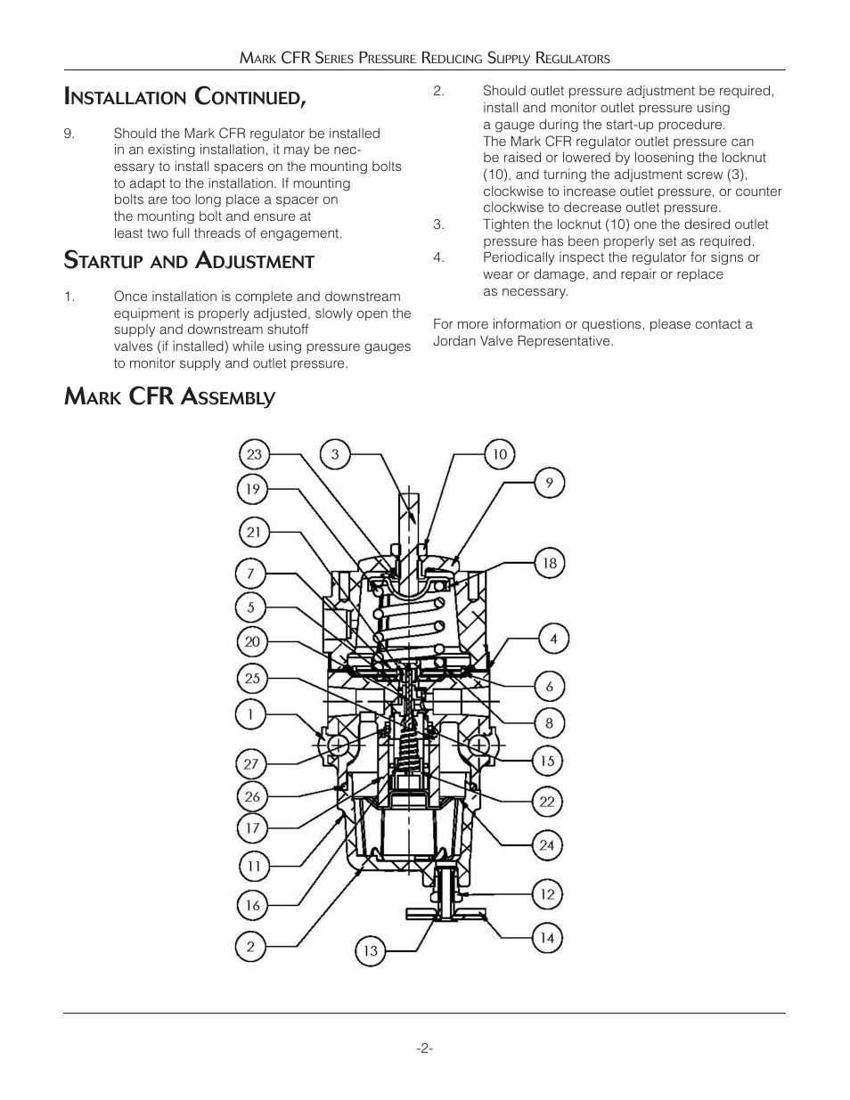 Cfr a | Jordan Valve Mark CFR Series Pressure Reducing Supply Реле User Manual | Page 2 / 3