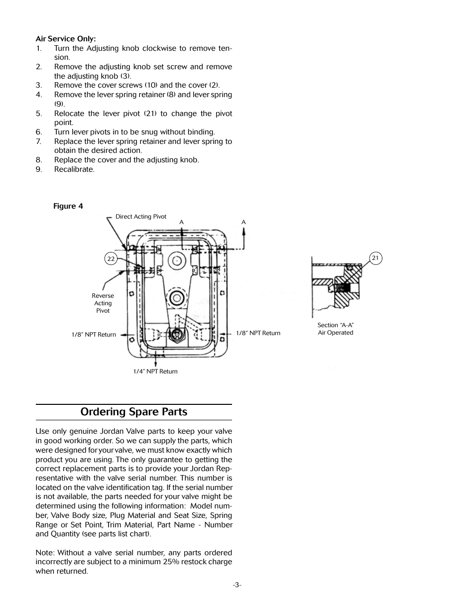 Ordering spare parts | Jordan Valve Mark 25 Series – Tempilot Temperature User Manual | Page 3 / 4
