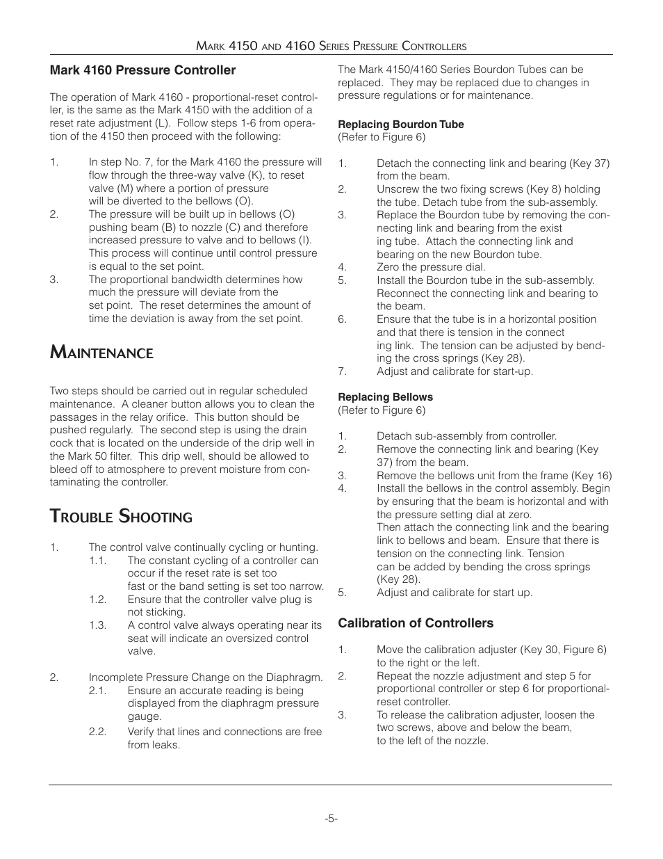 Aintenance, Rouble, Hooting | Jordan Valve Mark 4150 Series Pressure Controllers User Manual | Page 5 / 11